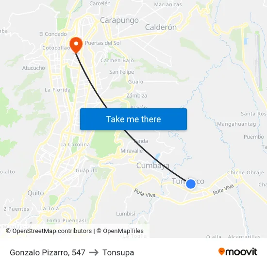 Gonzalo Pizarro, 547 to Tonsupa map