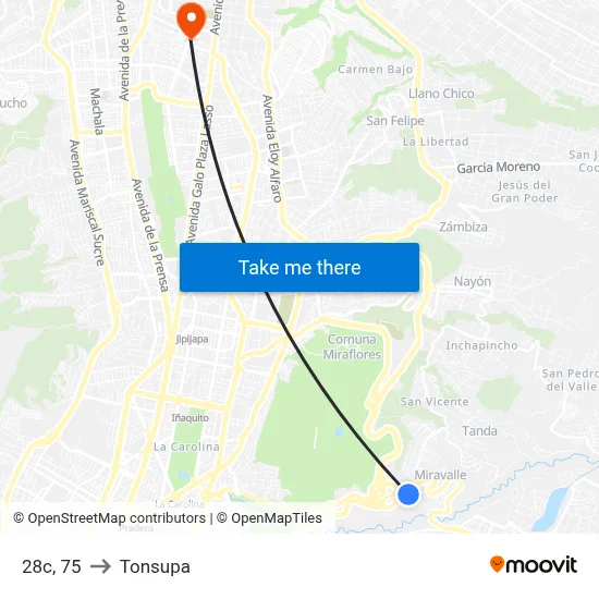 28c, 75 to Tonsupa map