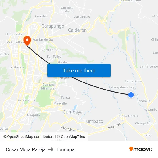 César Mora Pareja to Tonsupa map