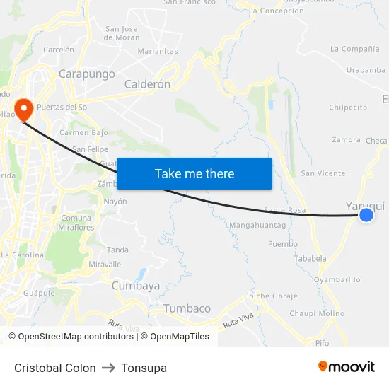 Cristobal Colon to Tonsupa map