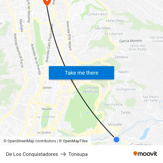 De Los Conquistadores to Tonsupa map