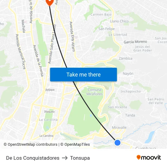 De Los Conquistadores to Tonsupa map