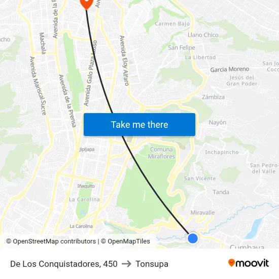 De Los Conquistadores, 450 to Tonsupa map