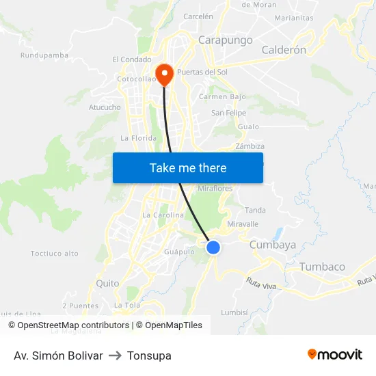 Av. Simón Bolivar to Tonsupa map