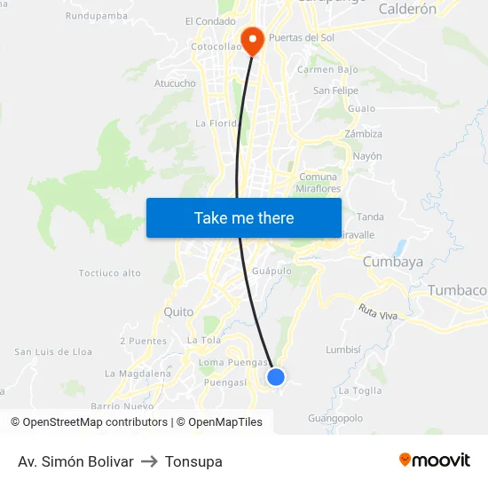 Av. Simón Bolivar to Tonsupa map