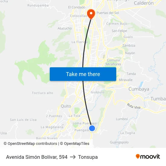 Avenida Simón Bolívar, 594 to Tonsupa map
