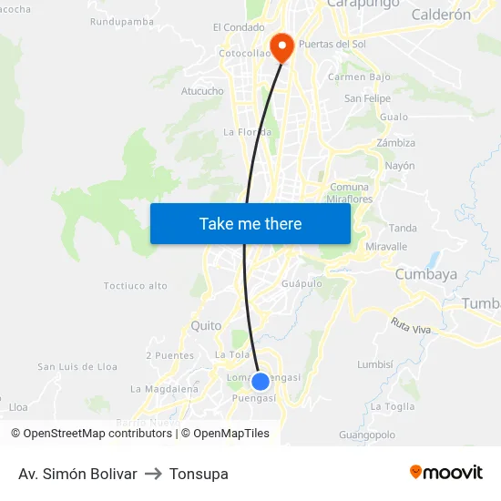 Av. Simón Bolivar to Tonsupa map