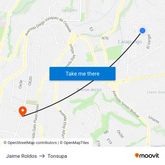 Jaime Roldos to Tonsupa map
