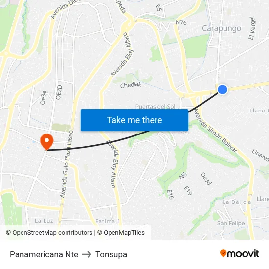 Panamericana Nte to Tonsupa map