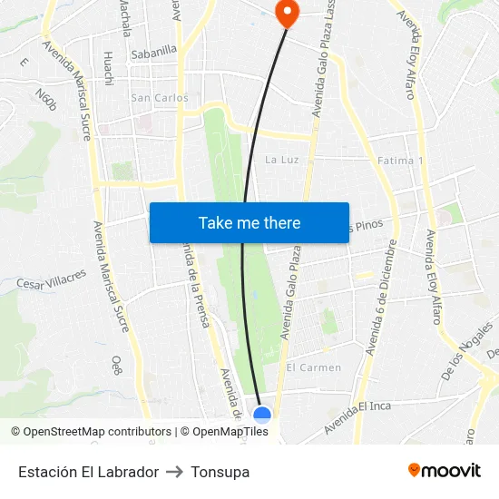 Estación El Labrador to Tonsupa map