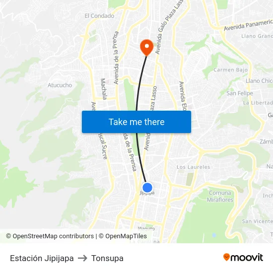 Estación Jipijapa to Tonsupa map