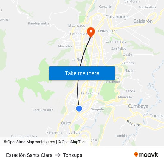 Estación Santa Clara to Tonsupa map