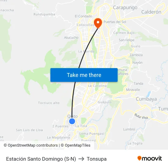 Estación Santo Domingo (S-N) to Tonsupa map