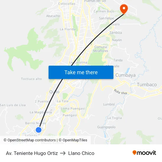 Av. Teniente Hugo Ortiz to Llano Chico map