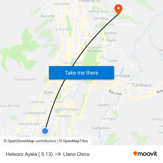 Heleoro Ayala ( S 13) to Llano Chico map