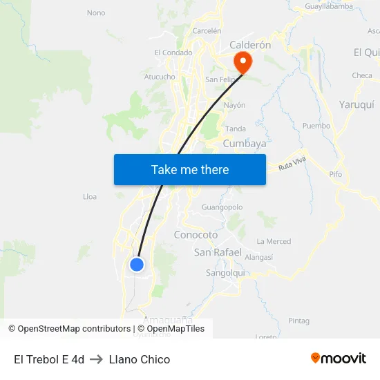 El Trebol E 4d to Llano Chico map