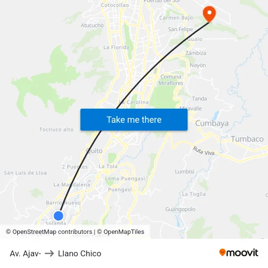 Av. Ajav- to Llano Chico map