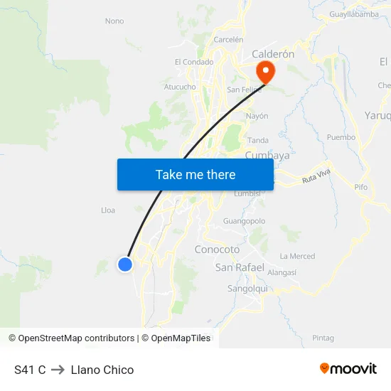 S41 C to Llano Chico map