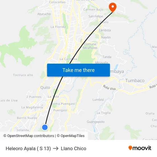 Heleoro Ayala ( S 13) to Llano Chico map
