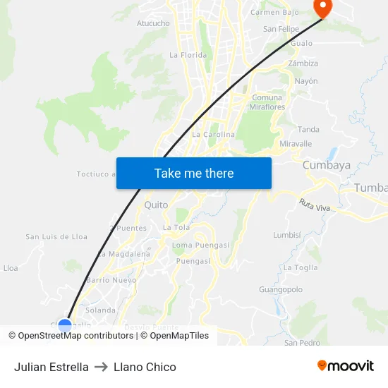 Julian Estrella to Llano Chico map
