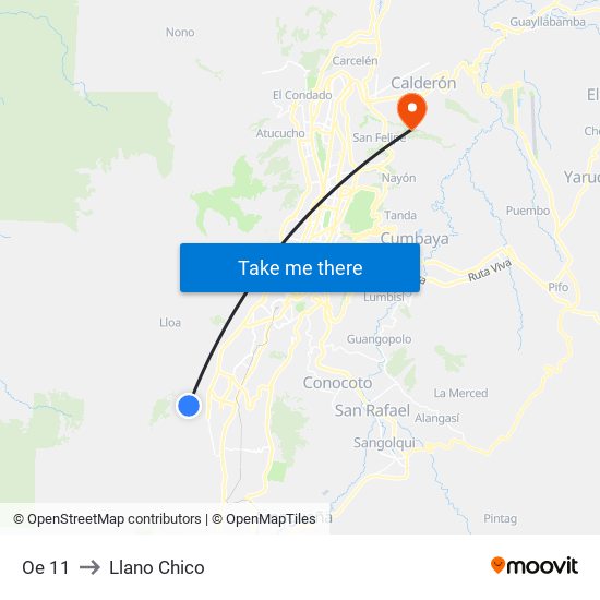 Oe 11 to Llano Chico map