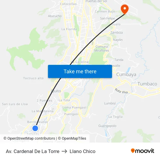 Av. Cardenal De La Torre to Llano Chico map