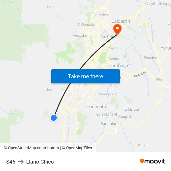 S46 to Llano Chico map