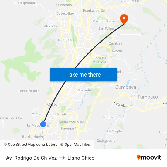 Av. Rodrigo De Ch-Vez to Llano Chico map