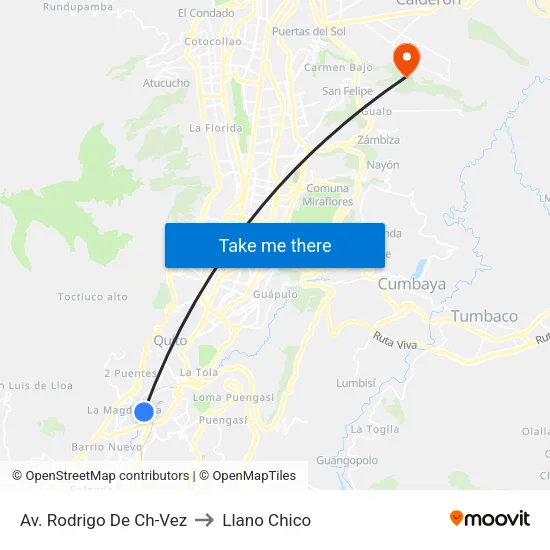 Av. Rodrigo De Ch-Vez to Llano Chico map