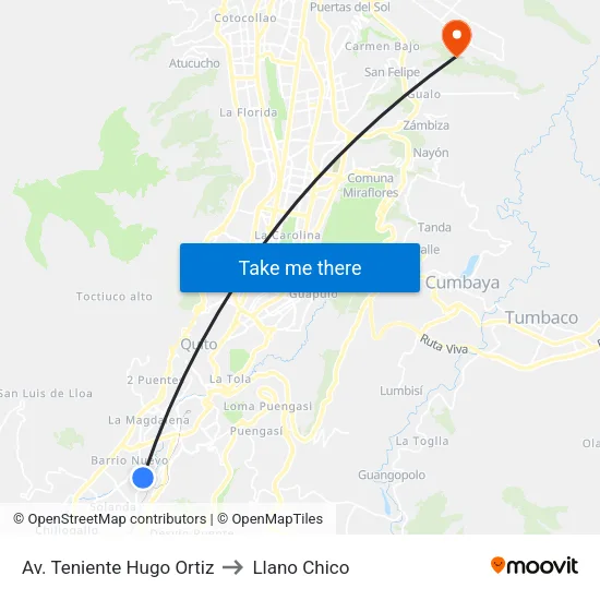 Av. Teniente Hugo Ortiz to Llano Chico map