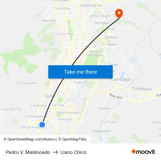 Pedro V. Maldonado to Llano Chico map