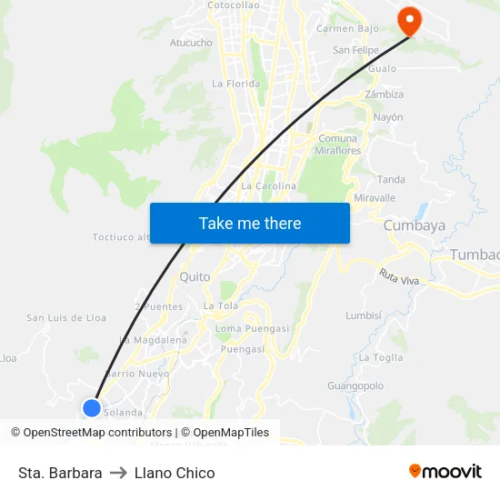 Sta. Barbara to Llano Chico map