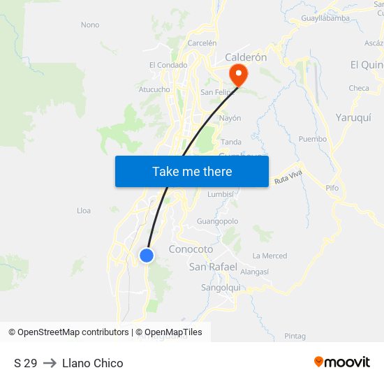 S 29 to Llano Chico map