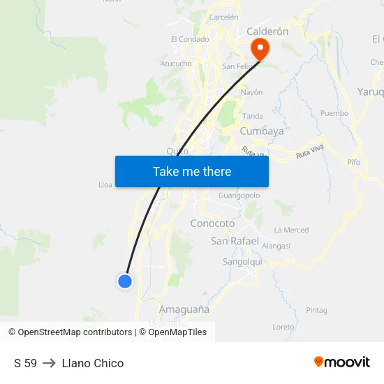 S 59 to Llano Chico map