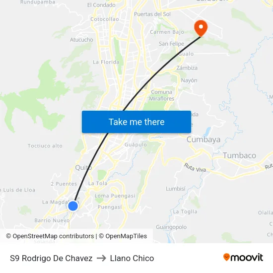 S9   Rodrigo De Chavez to Llano Chico map