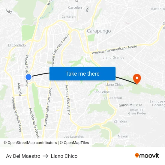 Av Del Maestro to Llano Chico map