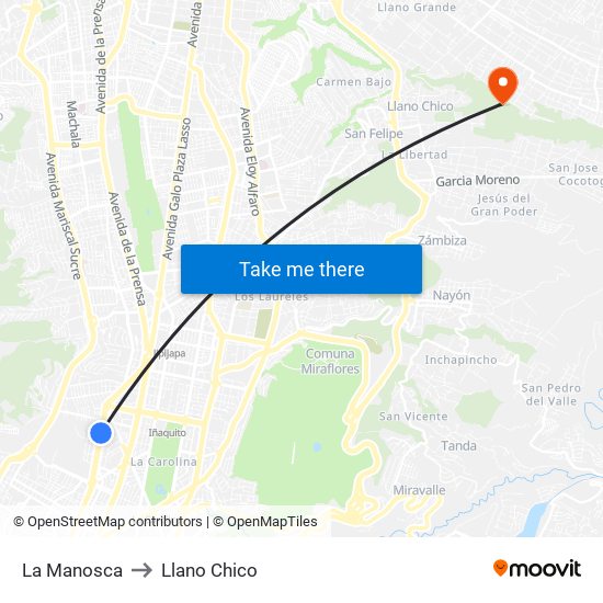La Manosca to Llano Chico map