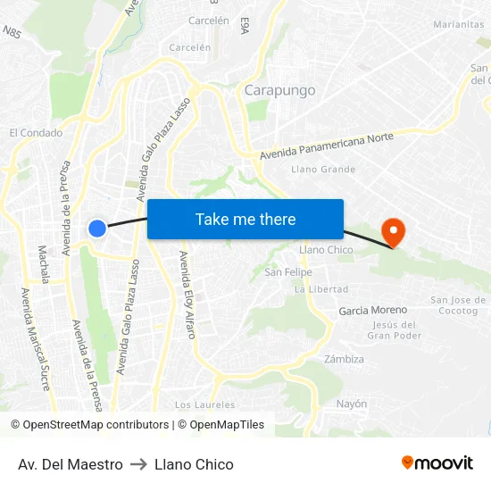 Av. Del Maestro to Llano Chico map