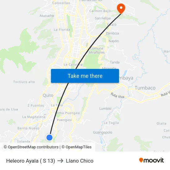 Heleoro Ayala ( S 13) to Llano Chico map