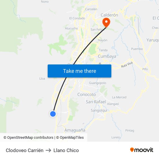Clodoveo Carriën to Llano Chico map