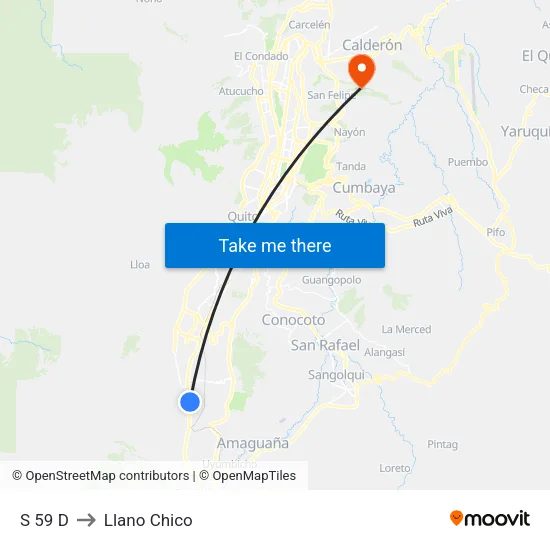 S 59 D to Llano Chico map