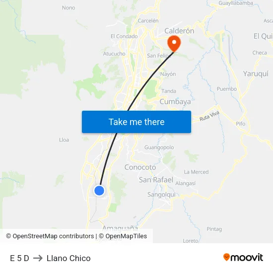 E 5 D to Llano Chico map