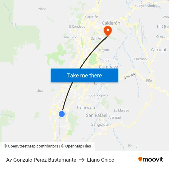 Av Gonzalo Perez Bustamante to Llano Chico map