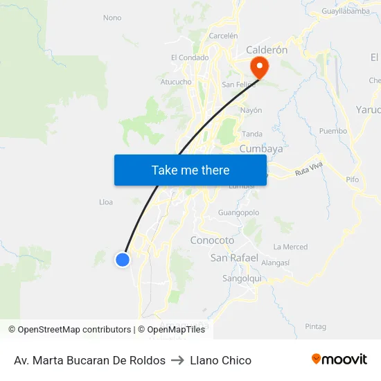 Av. Marta Bucaran De Roldos to Llano Chico map