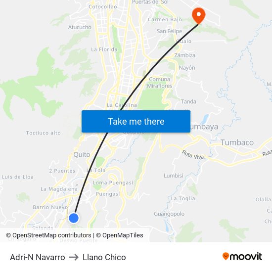 Adri-N Navarro to Llano Chico map