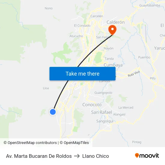 Av. Marta Bucaran De Roldos to Llano Chico map