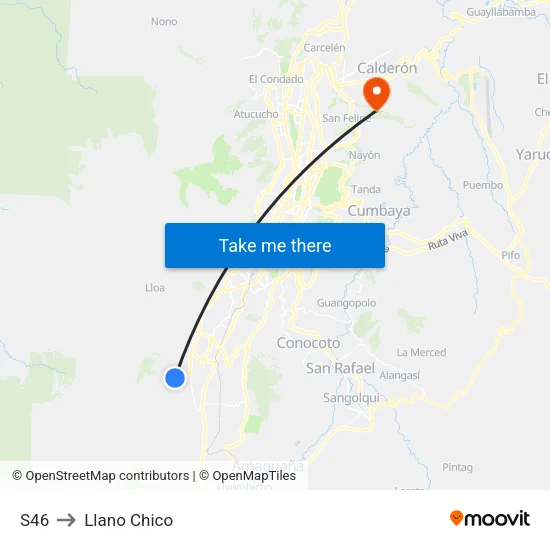 S46 to Llano Chico map