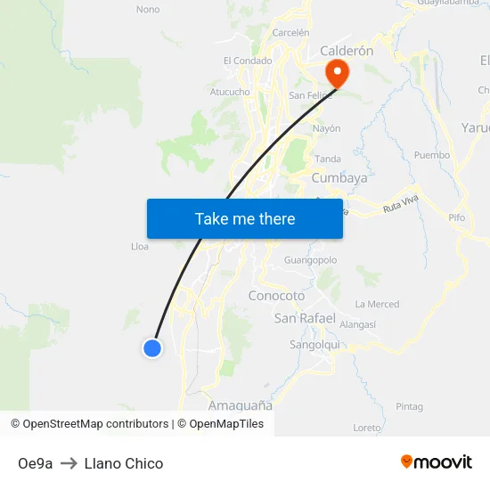Oe9a to Llano Chico map