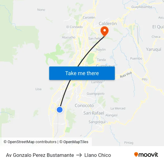 Av Gonzalo Perez Bustamante to Llano Chico map