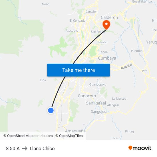 S 50 A to Llano Chico map